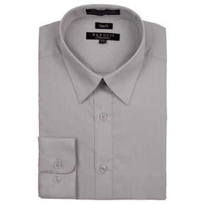 Marquis Men's Long Sleeve Slim Fit Dress Shirt Slim Fit Dress Shirt Marquis Silver 17-17.5 Neck 32/33 Sleeve 