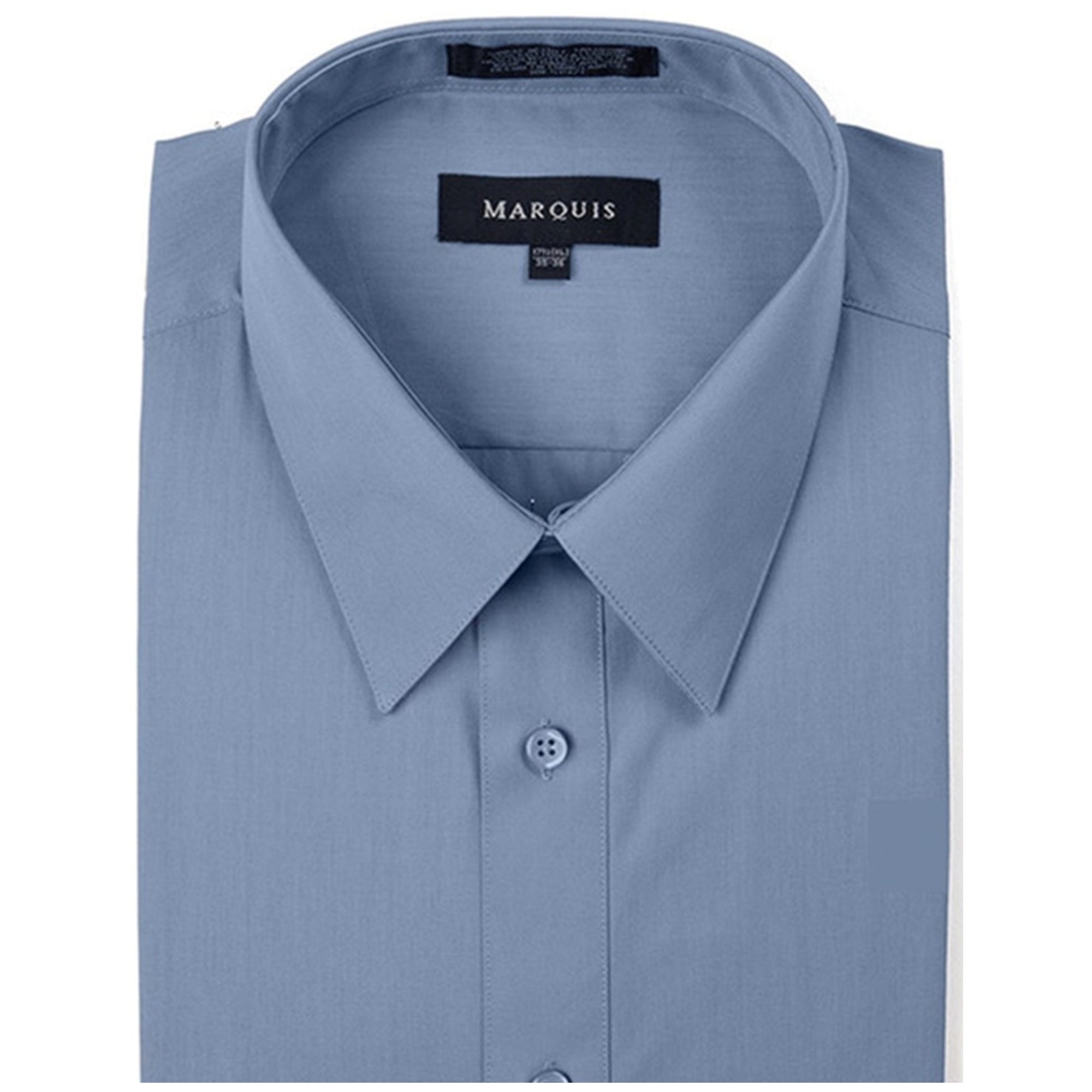 Marquis Men's Long Sleeve Slim Fit Dress Shirt Slim Fit Dress Shirt Marquis Steel Blue 18-18.5 Neck 34/35 Sleeve 