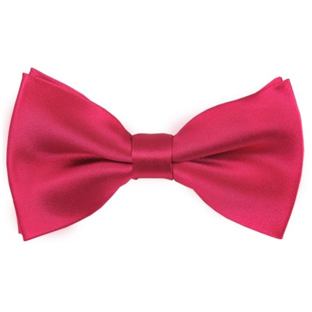 TheDapperTie Men's Solid Color 2.5 W And 4.5 L Inch Pre-Tied adjustable Bow Ties Men's Solid Color Bow Tie TheDapperTie Fuchsia  