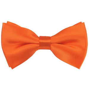 TheDapperTie Men's Solid Color 2.5 W And 4.5 L Inch Pre-Tied adjustable Bow Ties Men's Solid Color Bow Tie TheDapperTie Orange  