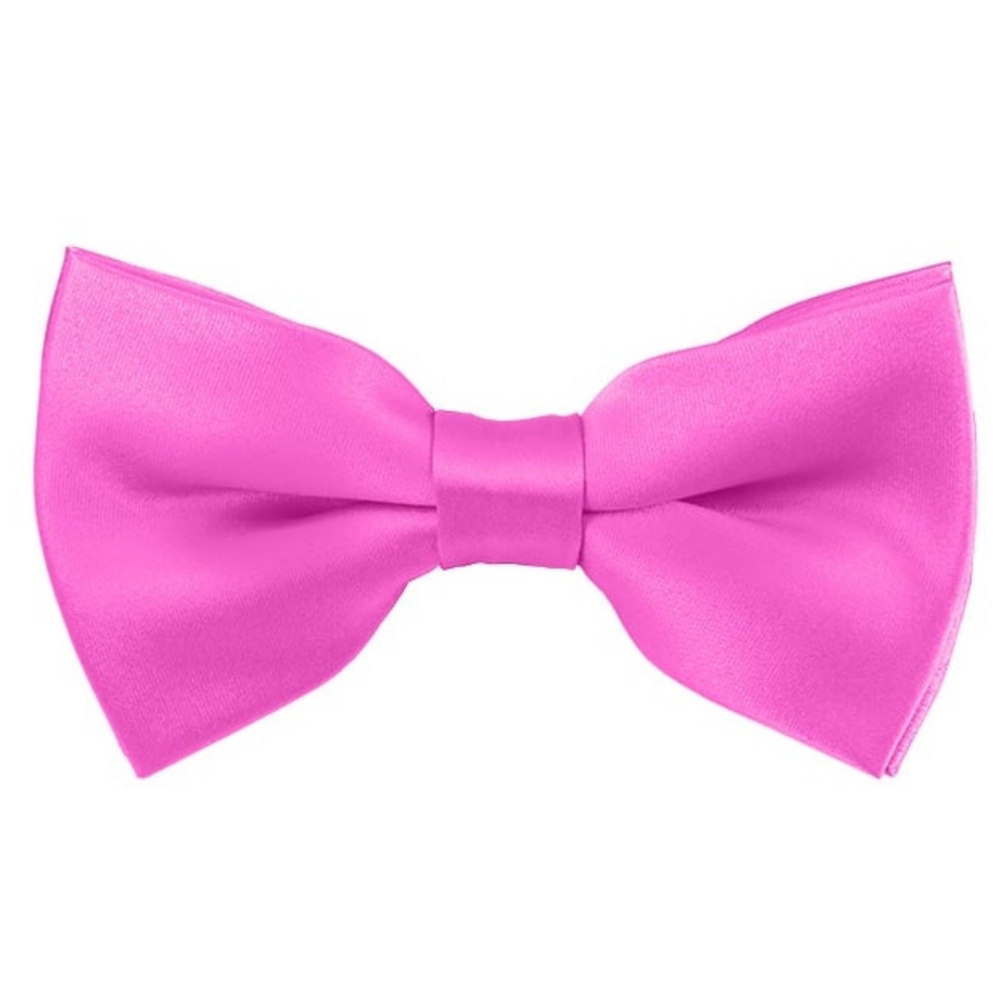 TheDapperTie Men's Solid Color 2.5 W And 4.5 L Inch Pre-Tied adjustable Bow Ties Men's Solid Color Bow Tie TheDapperTie Hot Pink  