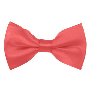 TheDapperTie Men's Solid Color 2.5 W And 4.5 L Inch Pre-Tied adjustable Bow Ties Men's Solid Color Bow Tie TheDapperTie Coral Rose  