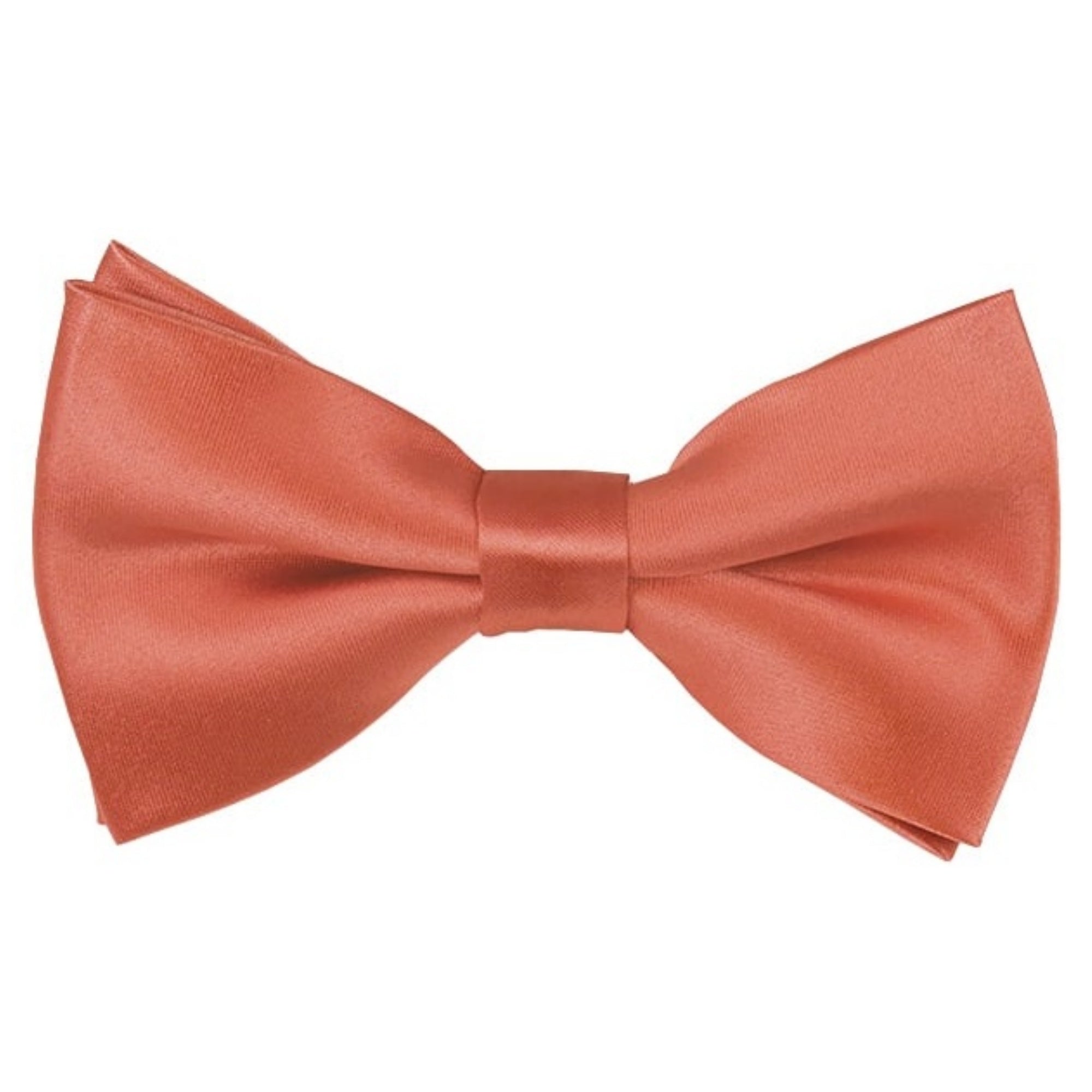 TheDapperTie Men's Solid Color 2.5 W And 4.5 L Inch Pre-Tied adjustable Bow Ties Men's Solid Color Bow Tie TheDapperTie Palm Coast Coral  
