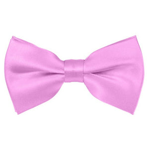 TheDapperTie Men's Solid Color 2.5 W And 4.5 L Inch Pre-Tied adjustable Bow Ties Men's Solid Color Bow Tie TheDapperTie Pink  