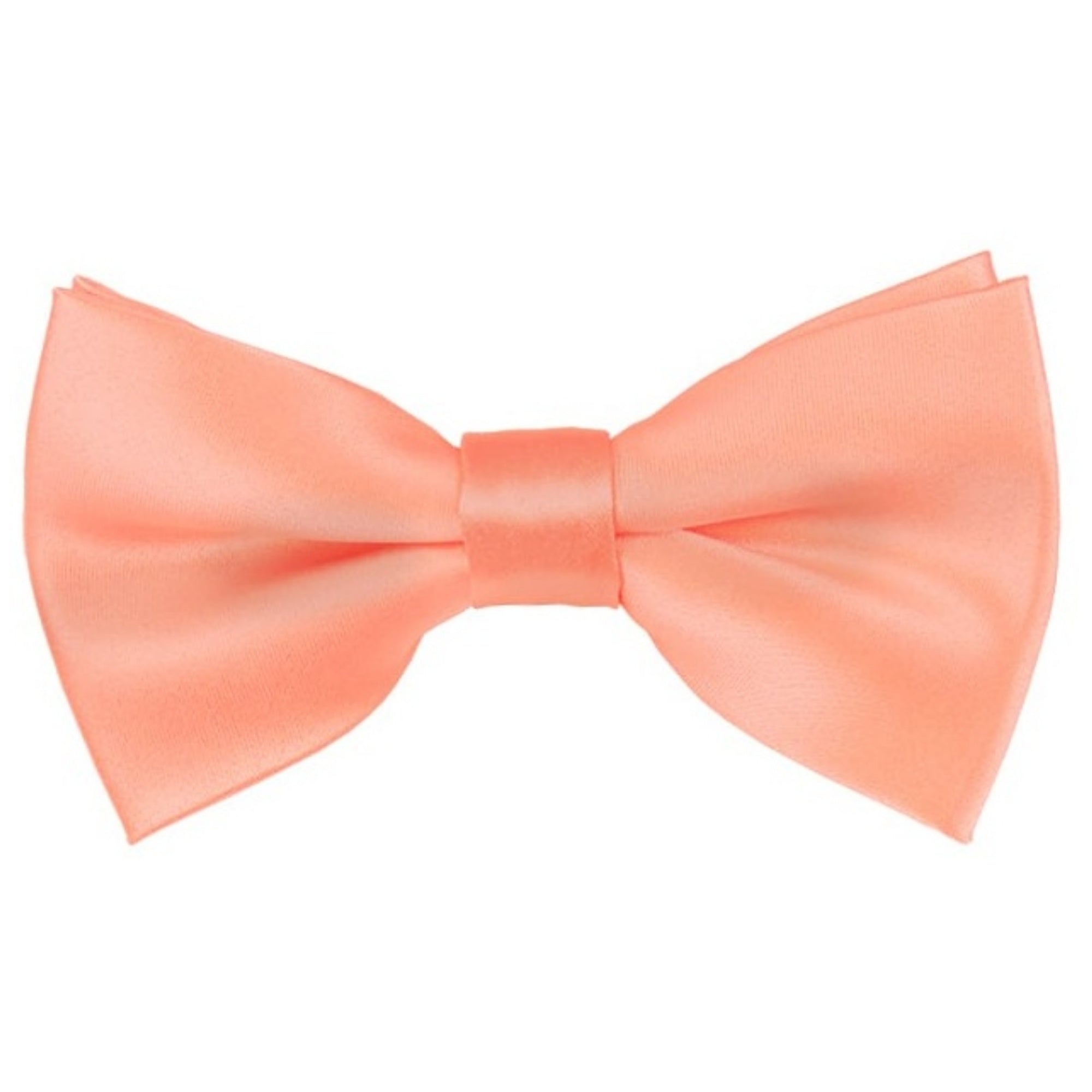 TheDapperTie Men's Solid Color 2.5 W And 4.5 L Inch Pre-Tied adjustable Bow Ties Men's Solid Color Bow Tie TheDapperTie Light Salmon  
