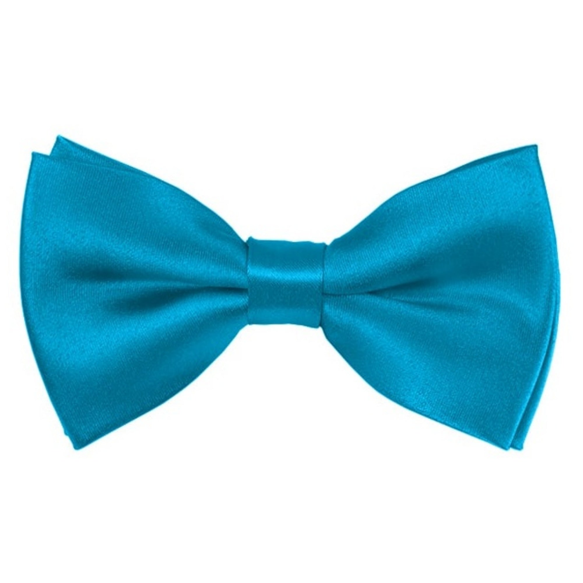 TheDapperTie Men's Solid Color 2.5 W And 4.5 L Inch Pre-Tied adjustable Bow Ties Men's Solid Color Bow Tie TheDapperTie Turquoise Blue  