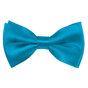 TheDapperTie Men's Solid Color 2.5 W And 4.5 L Inch Pre-Tied adjustable Bow Ties Men's Solid Color Bow Tie TheDapperTie Turquoise Blue  