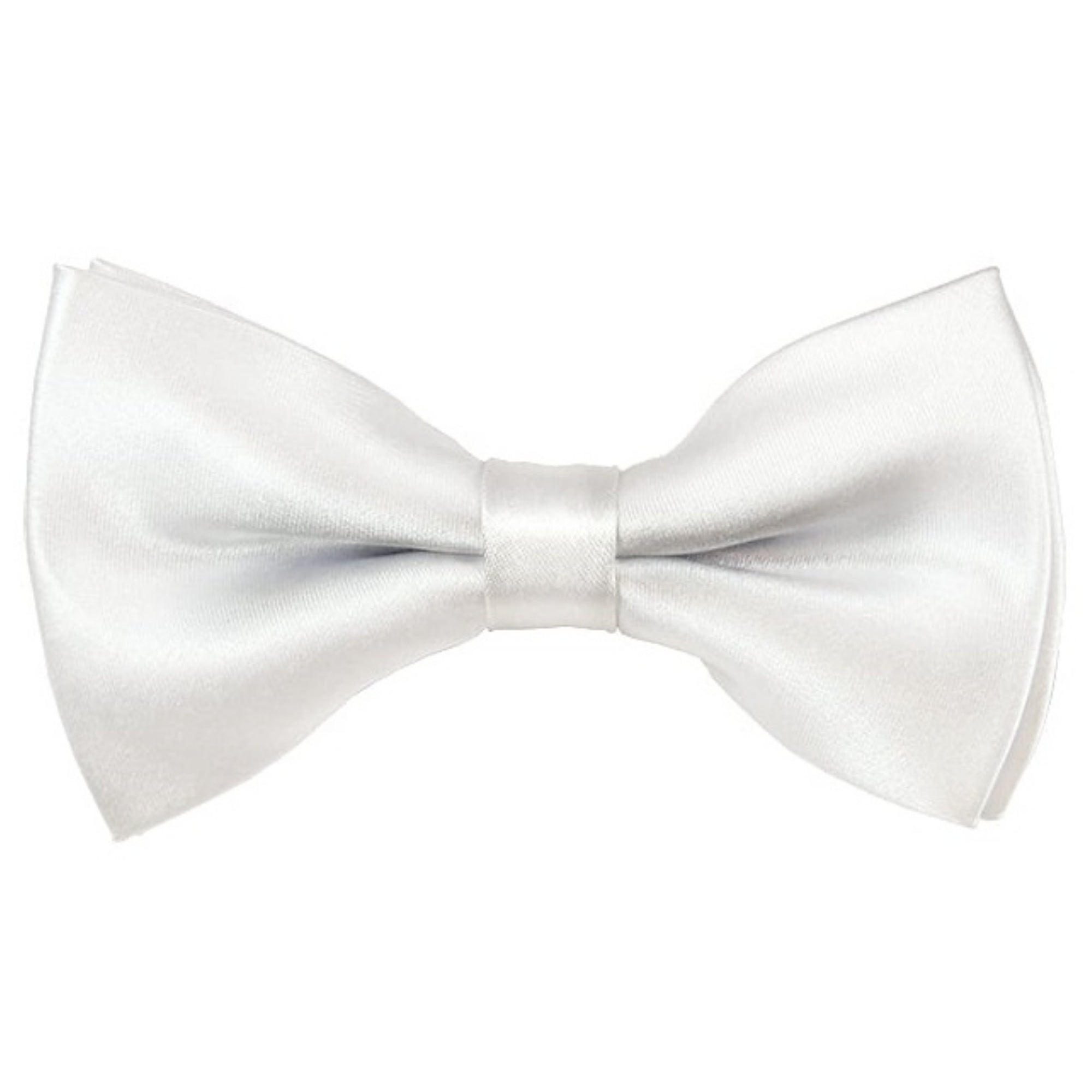 TheDapperTie Men's Solid Color 2.5 W And 4.5 L Inch Pre-Tied adjustable Bow Ties Men's Solid Color Bow Tie TheDapperTie White  