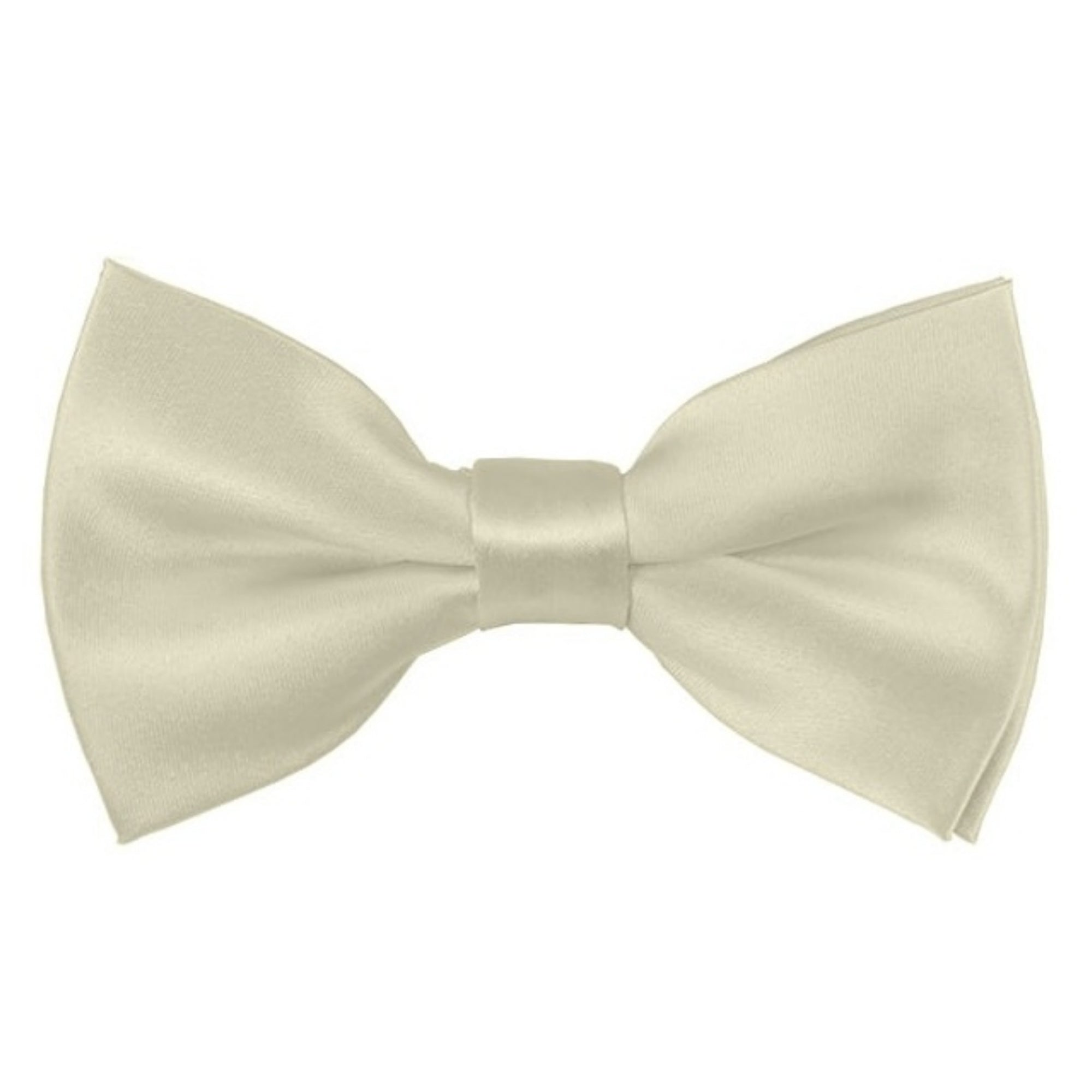 TheDapperTie Men's Solid Color 2.5 W And 4.5 L Inch Pre-Tied adjustable Bow Ties Men's Solid Color Bow Tie TheDapperTie Cream  
