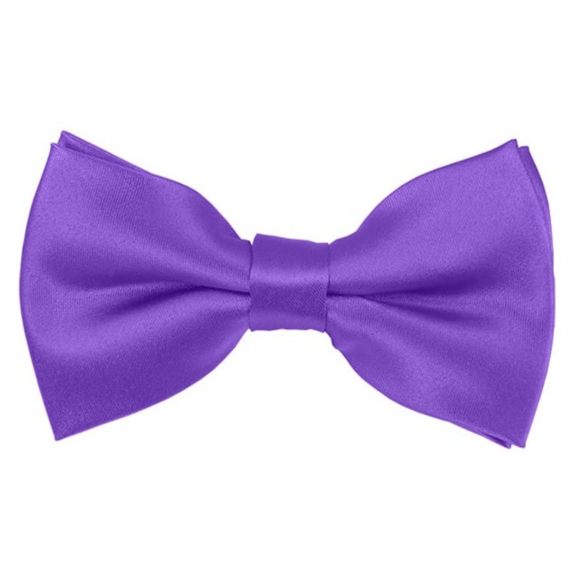 TheDapperTie Men's Solid Color 2.5 W And 4.5 L Inch Pre-Tied adjustable Bow Ties Men's Solid Color Bow Tie TheDapperTie Purple  