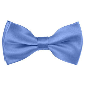 TheDapperTie Men's Solid Color 2.5 W And 4.5 L Inch Pre-Tied adjustable Bow Ties Men's Solid Color Bow Tie TheDapperTie Steel Blule  