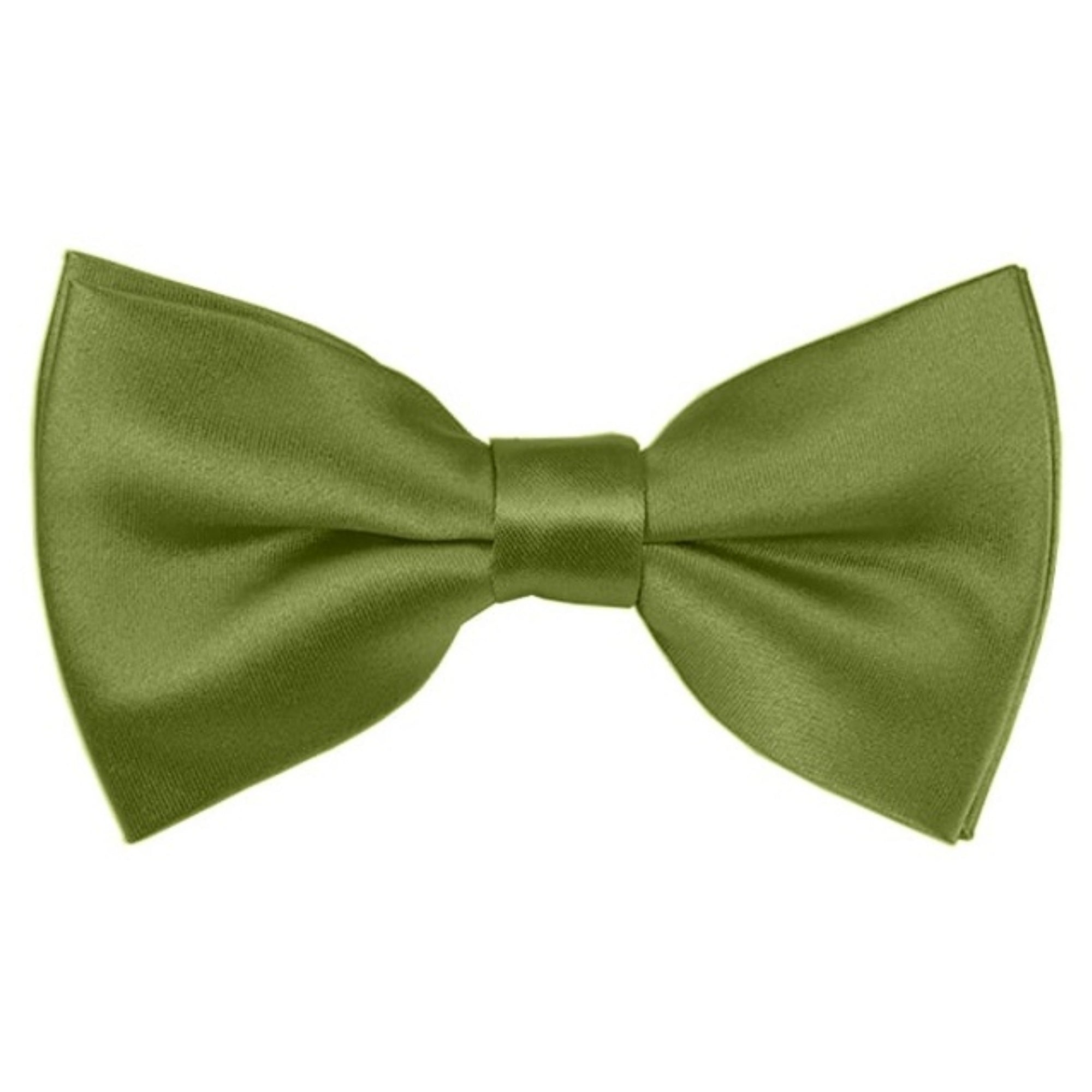 TheDapperTie Men's Solid Color 2.5 W And 4.5 L Inch Pre-Tied adjustable Bow Ties Men's Solid Color Bow Tie TheDapperTie Olive Green  