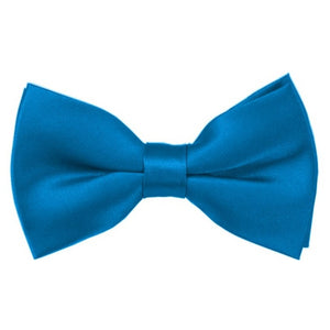 TheDapperTie Men's Solid Color 2.5 W And 4.5 L Inch Pre-Tied adjustable Bow Ties Men's Solid Color Bow Tie TheDapperTie Peacock Blue  