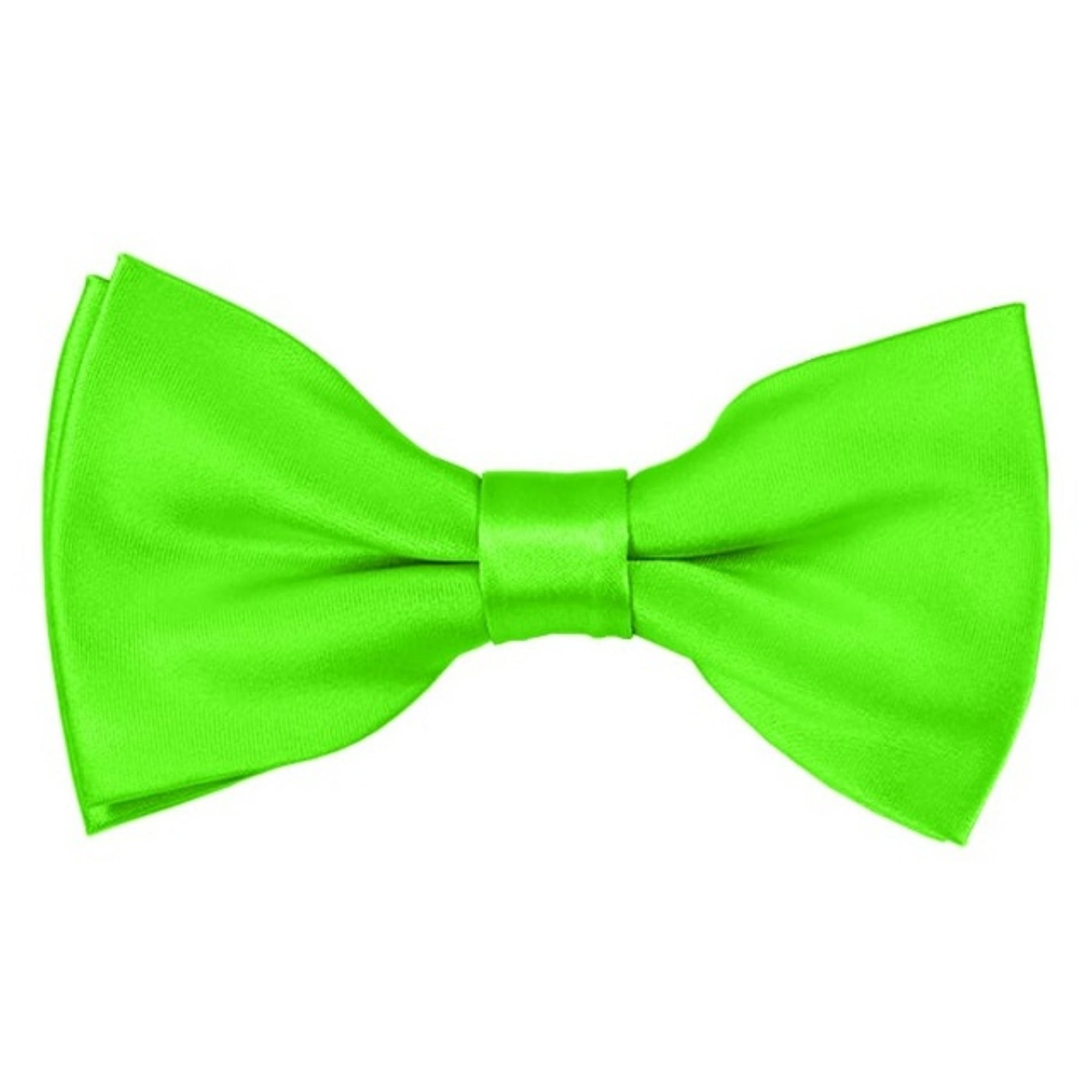 TheDapperTie Men's Solid Color 2.5 W And 4.5 L Inch Pre-Tied adjustable Bow Ties Men's Solid Color Bow Tie TheDapperTie Lime Green  