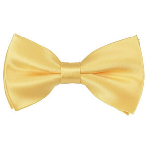 TheDapperTie Men's Solid Color 2.5 W And 4.5 L Inch Pre-Tied adjustable Bow Ties Men's Solid Color Bow Tie TheDapperTie Light Yellow  