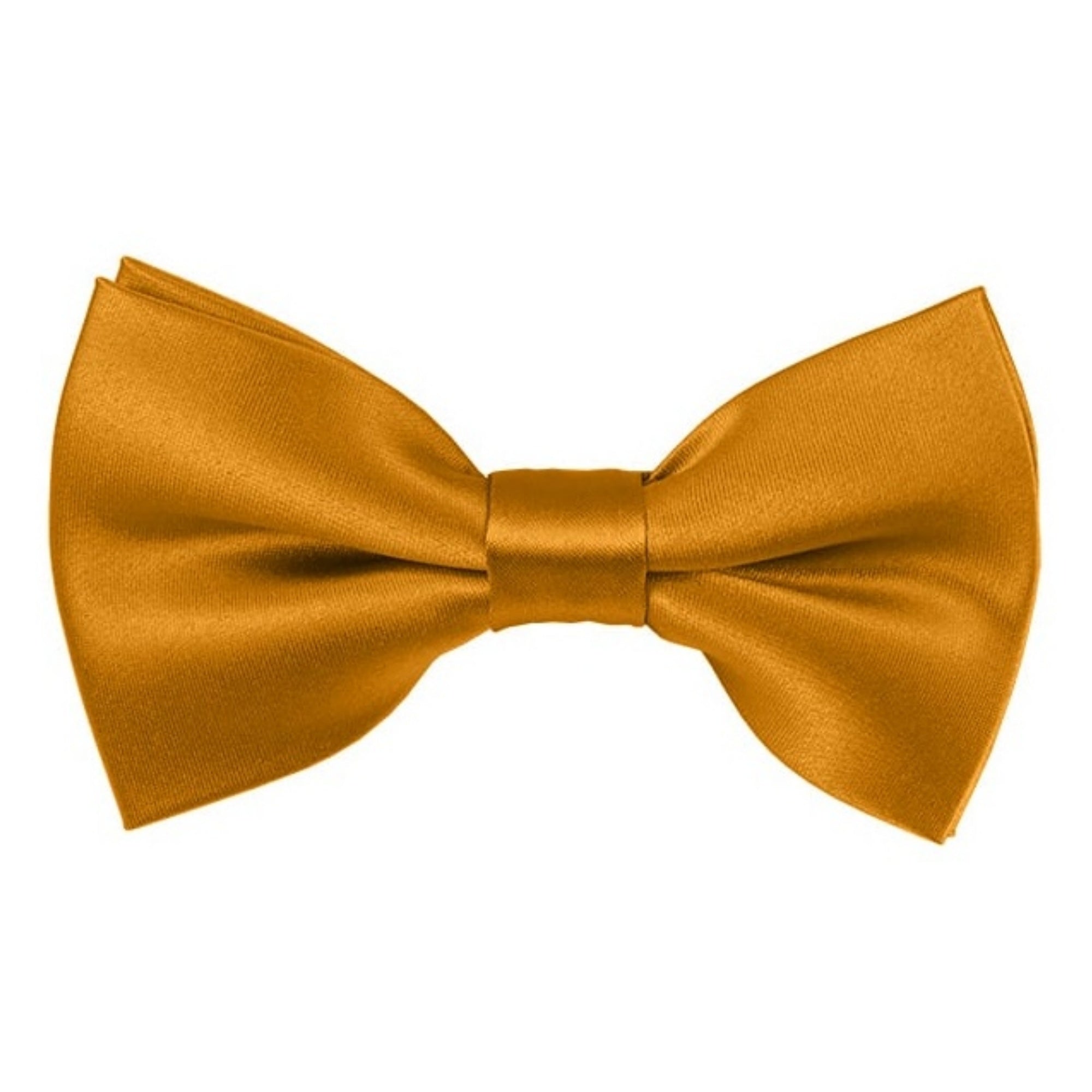 TheDapperTie Men's Solid Color 2.5 W And 4.5 L Inch Pre-Tied adjustable Bow Ties Men's Solid Color Bow Tie TheDapperTie Goldbar  