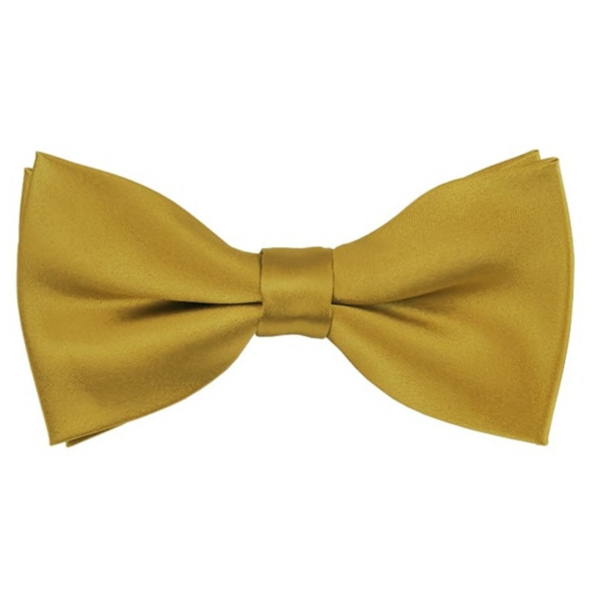 TheDapperTie Men's Solid Color 2.5 W And 4.5 L Inch Pre-Tied adjustable Bow Ties Men's Solid Color Bow Tie TheDapperTie Mustard  