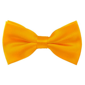 TheDapperTie Men's Solid Color 2.5 W And 4.5 L Inch Pre-Tied adjustable Bow Ties Men's Solid Color Bow Tie TheDapperTie Golden Yellow  