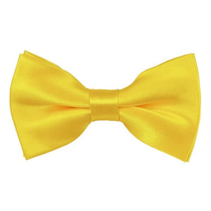 TheDapperTie Men's Solid Color 2.5 W And 4.5 L Inch Pre-Tied adjustable Bow Ties Men's Solid Color Bow Tie TheDapperTie Lemon Yellow  