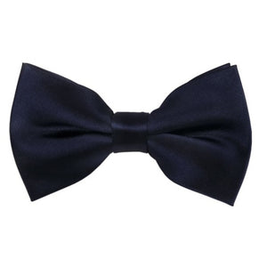 TheDapperTie Men's Solid Color 2.5 W And 4.5 L Inch Pre-Tied adjustable Bow Ties Men's Solid Color Bow Tie TheDapperTie Navy Blue  