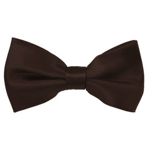 TheDapperTie Men's Solid Color 2.5 W And 4.5 L Inch Pre-Tied adjustable Bow Ties Men's Solid Color Bow Tie TheDapperTie Brown  