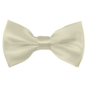 TheDapperTie Men's Solid Color 2.5 W And 4.5 L Inch Pre-Tied adjustable Bow Ties Men's Solid Color Bow Tie TheDapperTie Ivory  