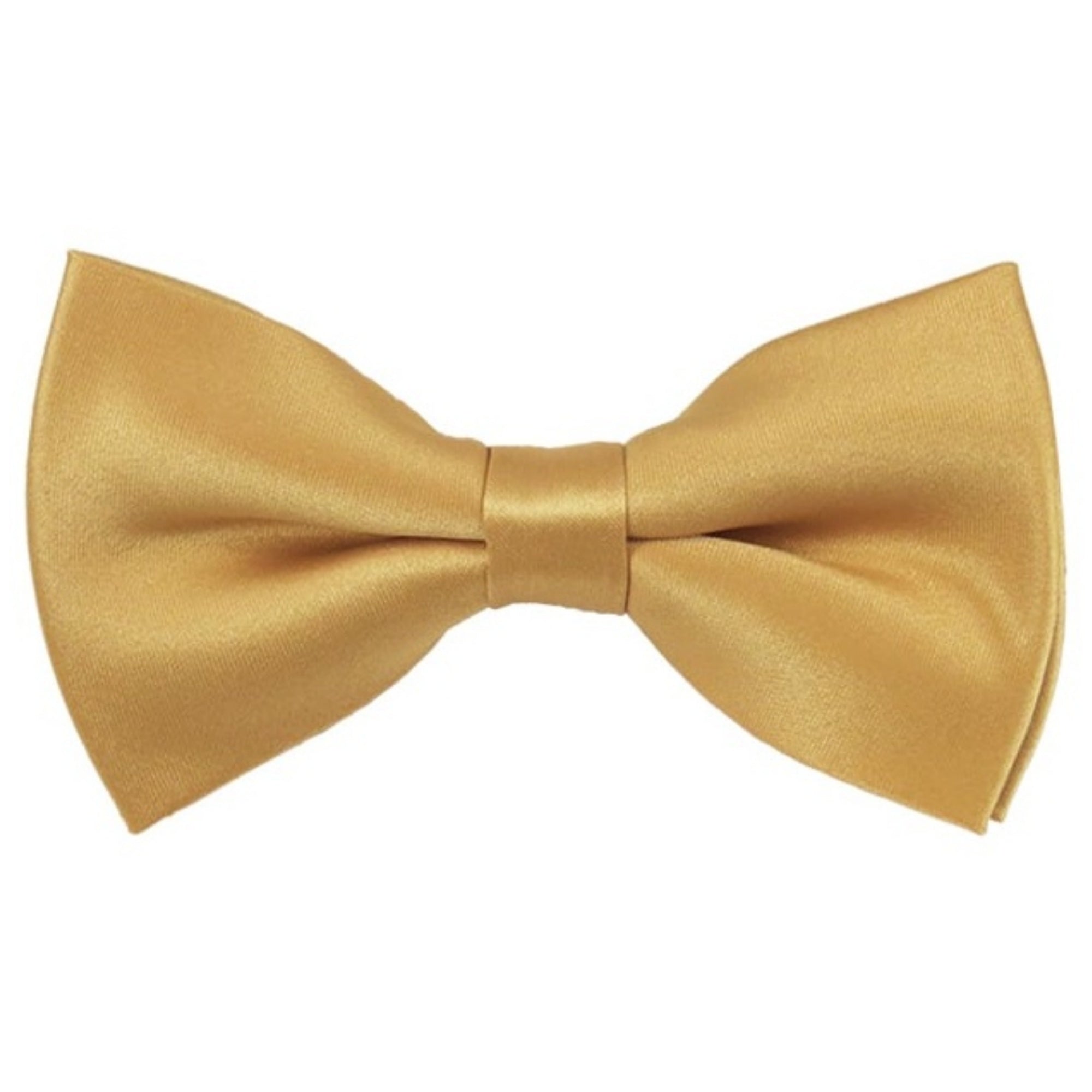 TheDapperTie Men's Solid Color 2.5 W And 4.5 L Inch Pre-Tied adjustable Bow Ties Men's Solid Color Bow Tie TheDapperTie Honey Gold  