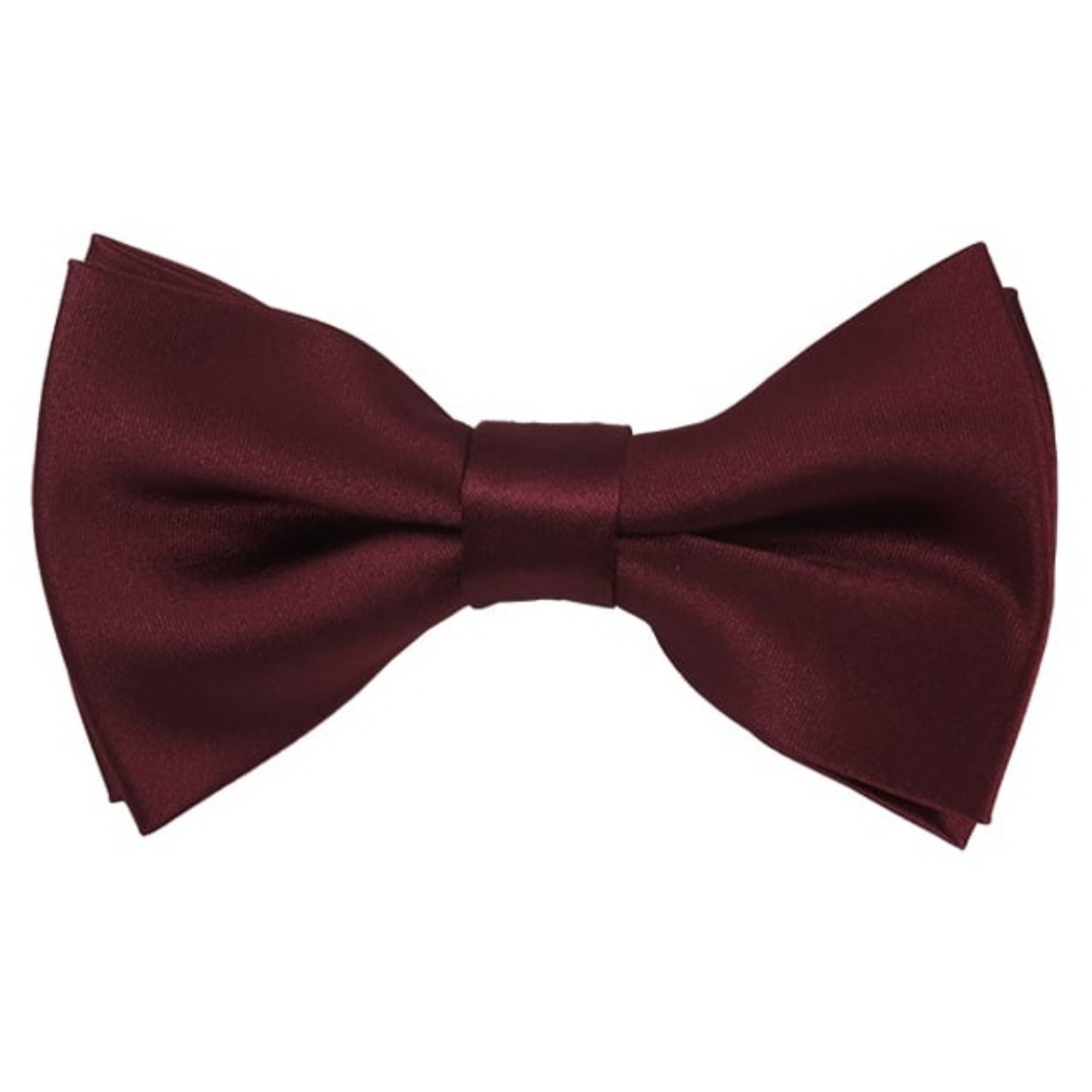 TheDapperTie Men's Solid Color 2.5 W And 4.5 L Inch Pre-Tied adjustable Bow Ties Men's Solid Color Bow Tie TheDapperTie Maroon  