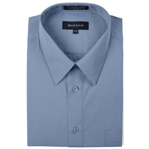 Marquis Men's Long Sleeve Regular Fit Big & Tall Size Dress Shirt Big & Tall Size Dress Shirt Marquis Steel Blue 3XL 19.5 Neck 34/35 Sleeve 
