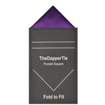 Load image into Gallery viewer, TheDapperTie - Men&#39;s Solid Color Satin Triangle Pre Folded Pocket Square on Card Prefolded Pocket Squares TheDapperTie Purple Regular 

