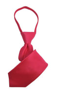Load image into Gallery viewer, Boy&#39;s Solid Color Pre-tied Zipper Neck Tie Dapper Neckwear TheDapperTie Fuchsia 8&quot; x 2&quot; 
