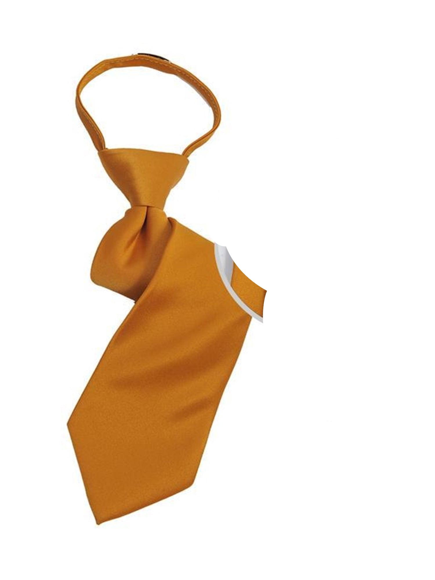 Boy's Solid Color Pre-tied Zipper Neck Tie Dapper Neckwear TheDapperTie Gold 8" x 2" 