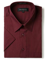 Load image into Gallery viewer, Marquis Men&#39;s Short Sleeve Regular Fit Dress Shirt - S To 4XL Men&#39;s Dress Shirts Marquis Burgundy Small/14.5 

