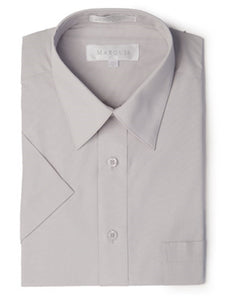 Marquis Men's Short Sleeve Regular Fit Dress Shirt - S To 4XL Men's Dress Shirts Marquis Silver Small/14.5 