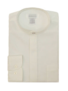 Marquis Long Sleeve Banded Collar Shirt Size  S To XXXL Banded Collar Shirt Marquis Ecru Off-White XL 17.5, 35-36 