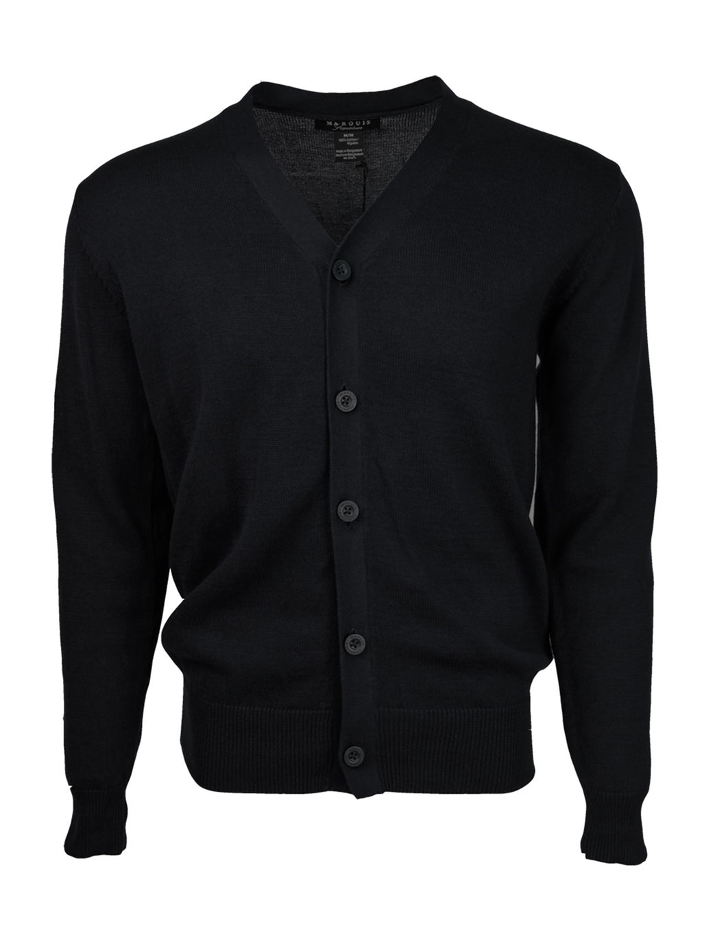 Marquis Men's Black Solid Button Cotton Cardigan Sweater Marquis Black S 