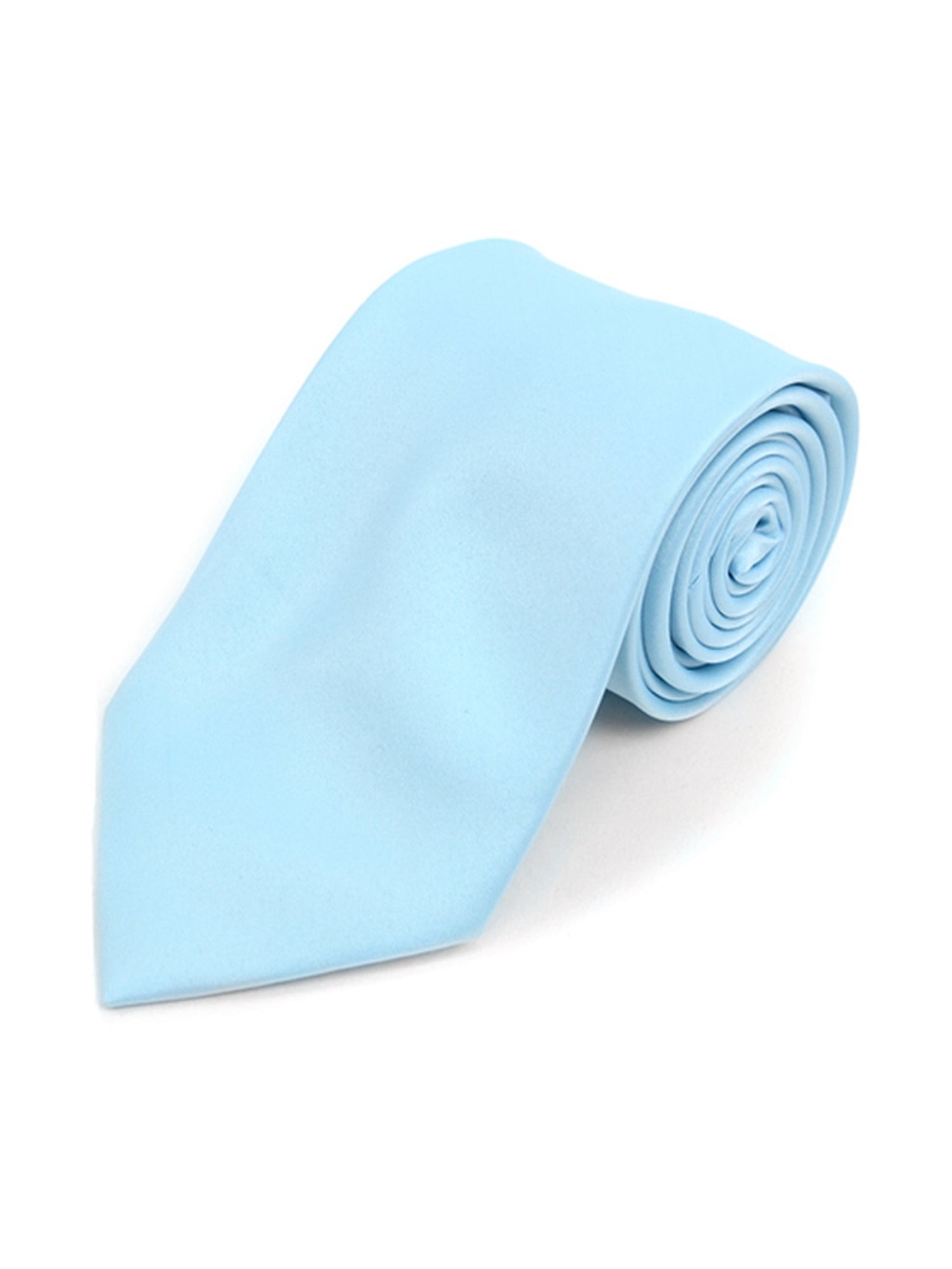 Boy's Age 12-18 Solid Color Poly Neck Tie Boy's Solid Color Neck Tie TheDapperTie Baby Blue 49" 