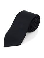 Load image into Gallery viewer, Boy&#39;s Age 12-18 Solid Color Poly Neck Tie Boy&#39;s Solid Color Neck Tie TheDapperTie Black 49&quot; 
