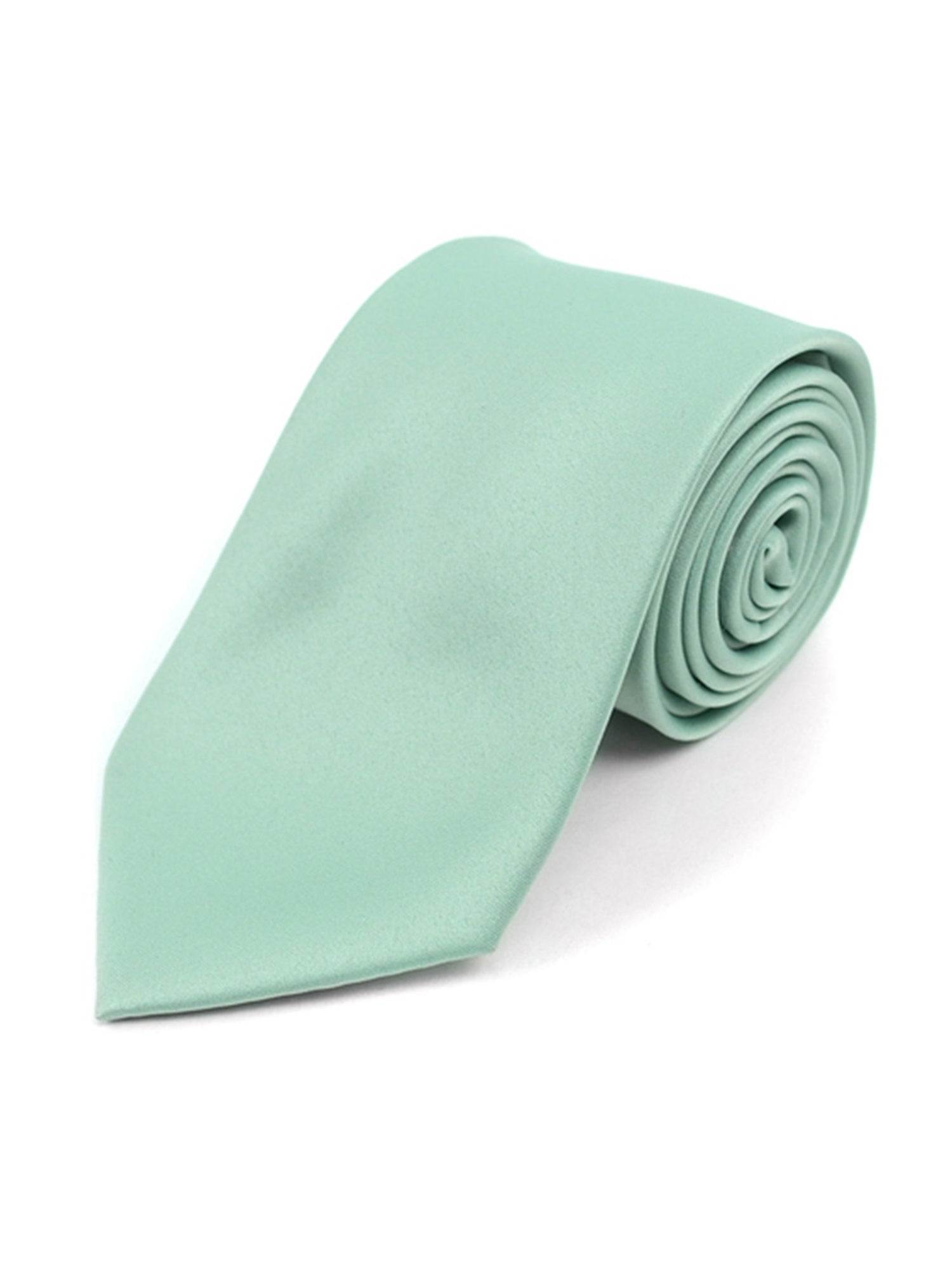 Boy's Age 12-18 Solid Color Poly Neck Tie Boy's Solid Color Neck Tie TheDapperTie Mint 49" 