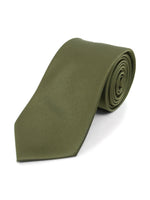 Load image into Gallery viewer, Boy&#39;s Age 12-18 Solid Color Poly Neck Tie Boy&#39;s Solid Color Neck Tie TheDapperTie Olive 49&quot; 
