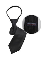 Load image into Gallery viewer, Boy&#39;s Solid Color Pre-tied Zipper Neck Tie Dapper Neckwear TheDapperTie Black 8&quot; x 2&quot; 
