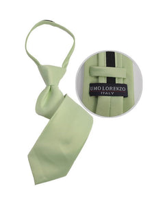 Boy's Solid Color Pre-tied Zipper Neck Tie Dapper Neckwear TheDapperTie Lime 11" x 2.75" 