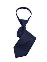 Load image into Gallery viewer, Boy&#39;s Solid Color Pre-tied Zipper Neck Tie Dapper Neckwear TheDapperTie Navy 8&quot; x 2&quot; 

