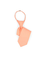 Load image into Gallery viewer, Boy&#39;s Solid Color Pre-tied Zipper Neck Tie Dapper Neckwear TheDapperTie Peach 8&quot; x 2&quot; 
