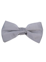 Load image into Gallery viewer, Men&#39;s Pre-tied Clip On Bow Tie - Formal Tuxedo Solid Color Men&#39;s Solid Color Bow Tie TheDapperTie Gray One Size 
