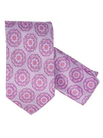 Load image into Gallery viewer, Men&#39;s Silk Woven Wedding Neck Tie With Handkerchief Neck Tie TheDapperTie Pink Geometric Regular 
