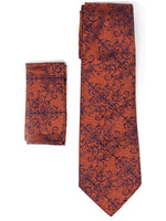 Load image into Gallery viewer, Men&#39;s Silk Woven Wedding Neck Tie With Handkerchief Neck Tie TheDapperTie Copper &amp; Brown Paisley Regular 
