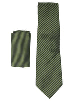 Load image into Gallery viewer, Men&#39;s Silk Woven Wedding Neck Tie With Handkerchief Neck Tie TheDapperTie Green Stripe 2 Regular 
