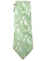 Load image into Gallery viewer, Men&#39;s Silk Woven Wedding Neck Tie Collection Neck Tie TheDapperTie Green And White Paisley Regular 
