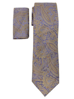 Load image into Gallery viewer, Men&#39;s Silk Woven Wedding Neck Tie With Handkerchief Neck Tie TheDapperTie Purple And Brown Paisley Regular 
